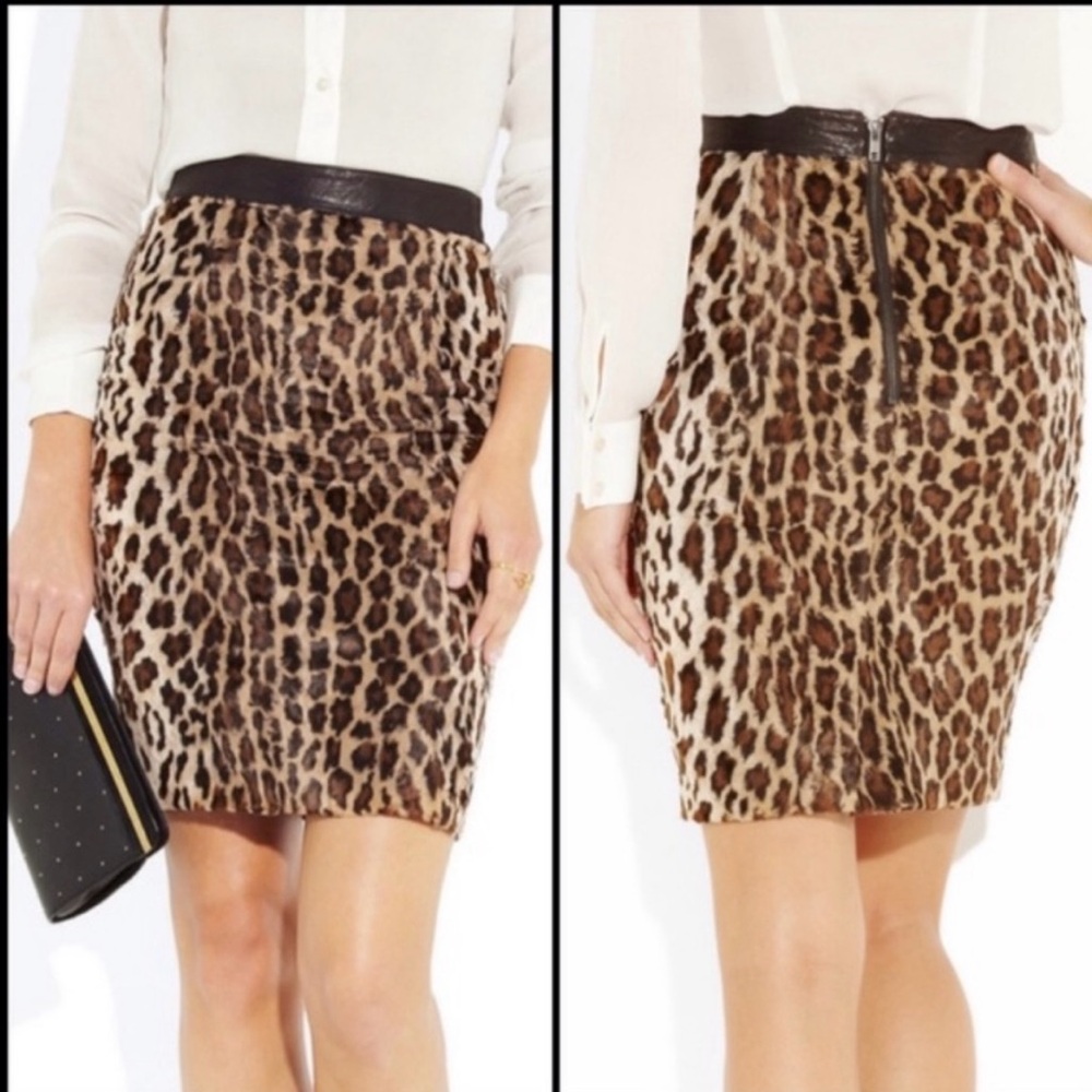 Elizabeth and James Animal Print Pencil Skirt/faux fur Size 6